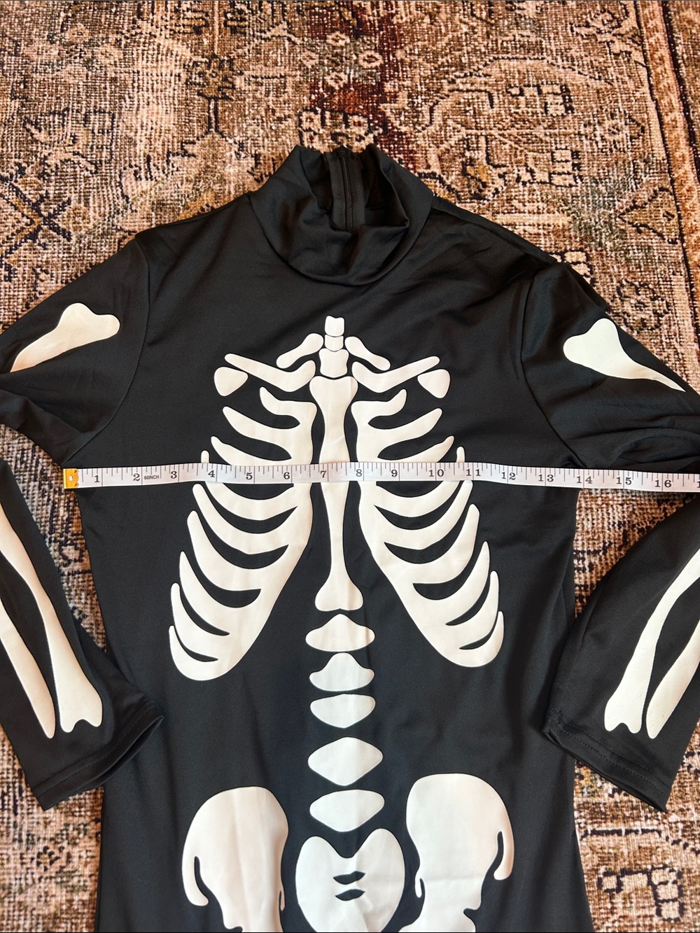 Kids Black Skeleton Costume with Hood and Gloves ~Glows in the Dark - Picture 12 of 13